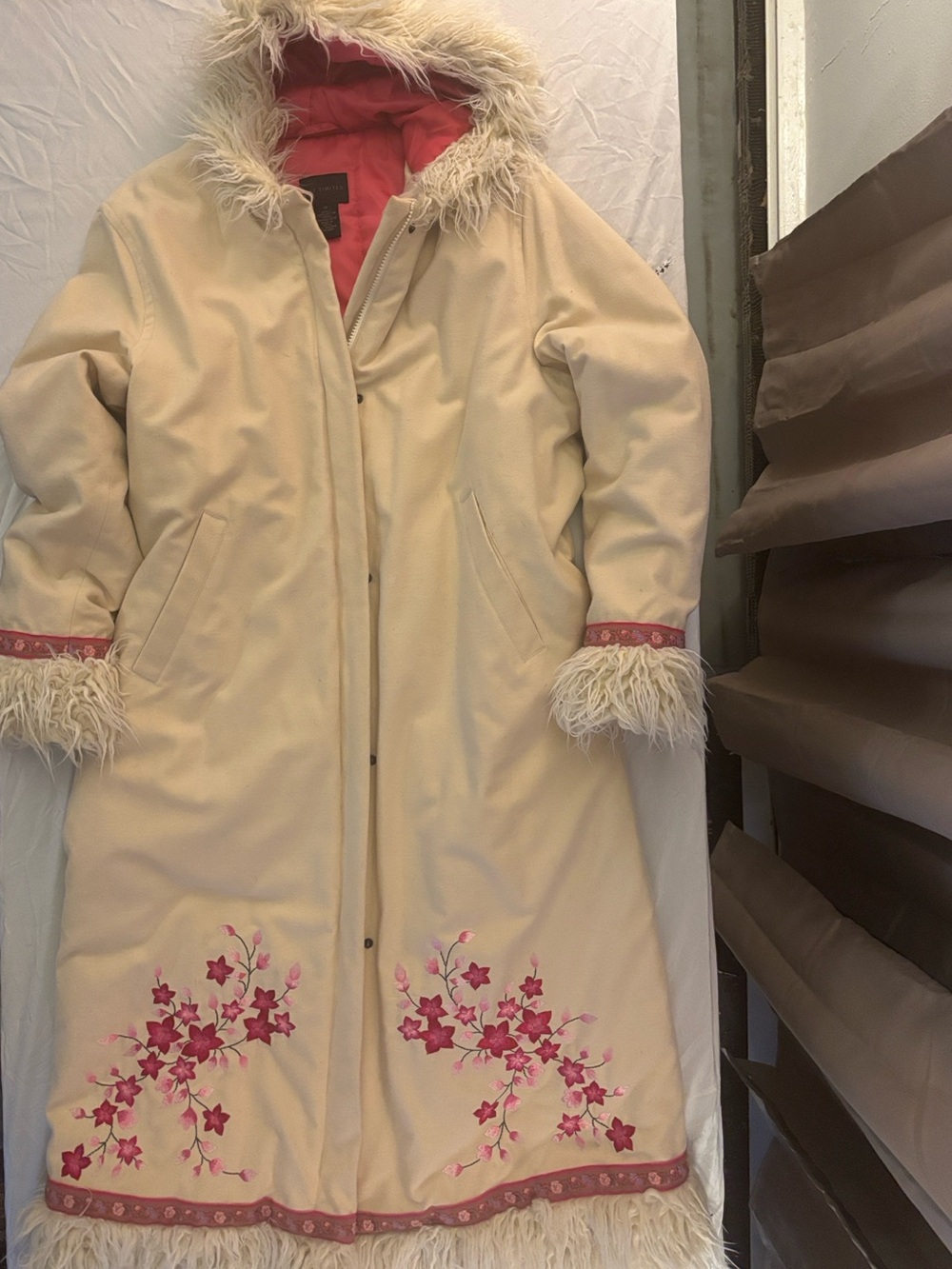 Cream hooded Penny lane winter coat